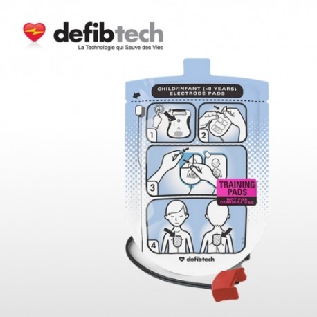 Paire d'électrodes pédiatriques de formation pour défibrillateur de formation Lifeline DEFIBTECH